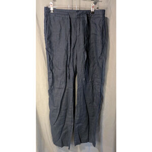 Banana Republic Sz 2 Linen Pants Navy Blue Straight Leg